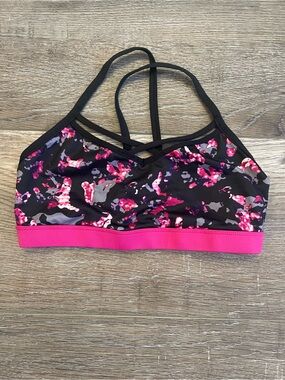 C9 by Champion Pink & Black Print Strappy Sports Bra EUC size S